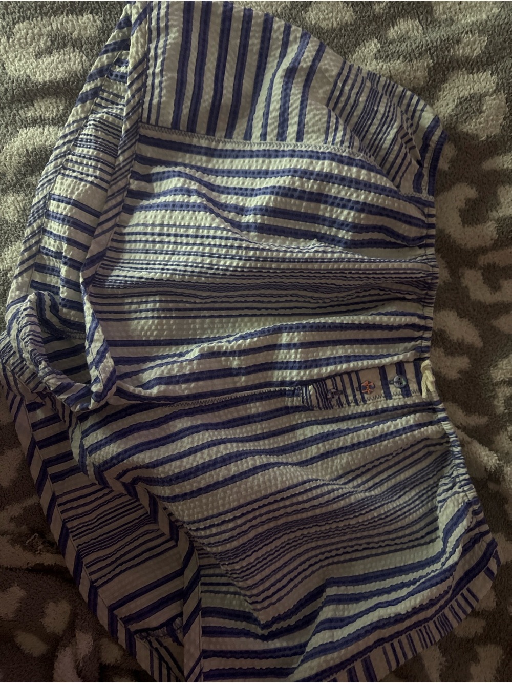 Free People Blue & White Striped Athletic Shorts - Picture 3 of 3